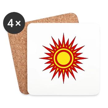 Étoile rouge - Dessous de verre (lot de 4) - blanc - Devant