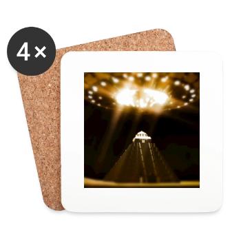 UFO landing on pyramid - Coasters (set of 4) - white - Front