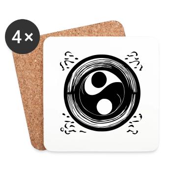 Yin Yang Zeichen Symbol Frieden Glück Vektor 6 - Untersetzer (4er-Set) - Weiß - Vorne