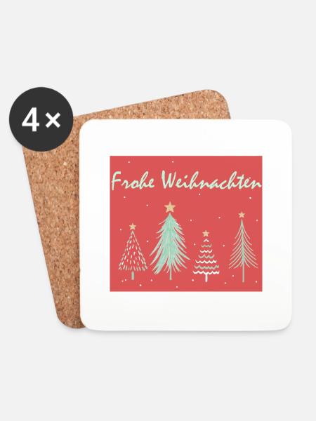 Frohe Weihnachten - Untersetzer (4er-Set) - Weiß