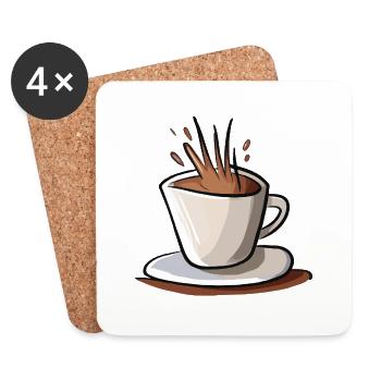 Coffee Illustration Gift Idea for Coffee Drinkers - Coasters (set of 4) - white - Front