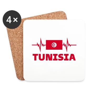 Tunesien Fußball 2022 Herzschlag Tunesien - Untersetzer (4er-Set) - Weiß - Vorne