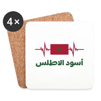 أسود الاطلس Maroc Football 2022 Cadeau Football - Dessous de verre (lot de 4) - blanc - Devant