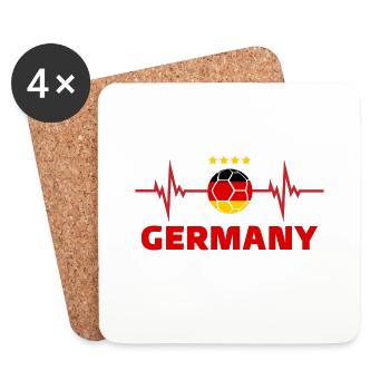 Allemagne Football battement de cœur deutschland - Dessous de verre (lot de 4) - blanc - Devant