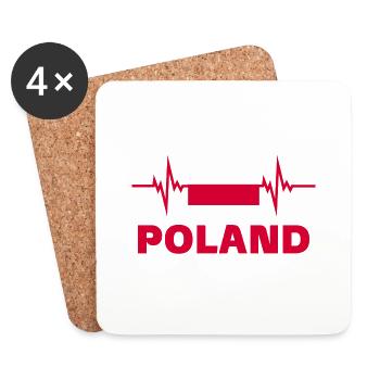 Poland Football 2022 heartbeat Poland - Coasters (set of 4) - white - Front