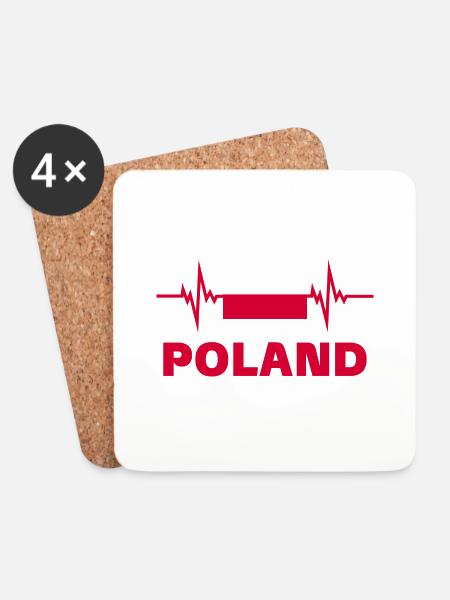 Polen Fußball 2022 Herzschlag Polen - Untersetzer (4er-Set) - Weiß
