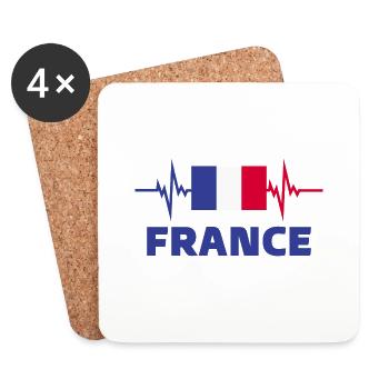 France Football 2022 battement de cœur France - Dessous de verre (lot de 4) - blanc - Devant