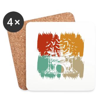 Drums Drummer Drums Drummers - Dessous de verre (lot de 4) - blanc - Devant