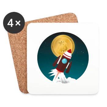 Rocket Bitcoin Money Money à la lune - Dessous de verre (lot de 4) - blanc - Devant