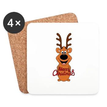 REH - RENTIER - WEIHNACHTEN - MERRY CHRISTMAS - Untersetzer (4er-Set) - Weiß - Vorne