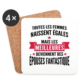 épouses fantastique - cadeau femme mariée - Dessous de verre (lot de 4) - blanc - Devant