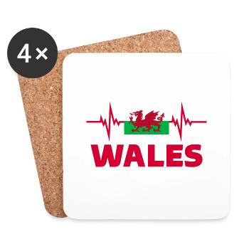 Wales Football 2022 Wales Heartbeat Wales Flag - Coasters (set of 4) - white - Front