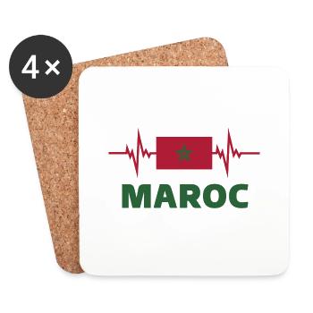 Morocco Football 2022 Morocco Heartbeat Morocco - Coasters (set of 4) - white - Front