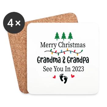 Merry Christmas Grandma & Grandpa See you in 2023 - Untersetzer (4er-Set) - Weiß - Vorne