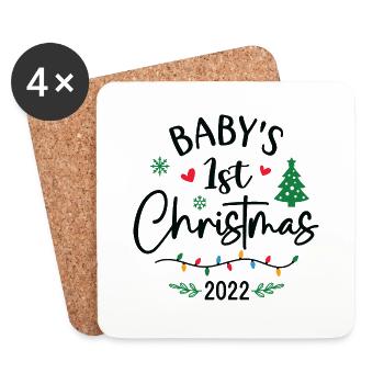 1er Noël de bébé 2022 - Dessous de verre (lot de 4) - blanc - Devant