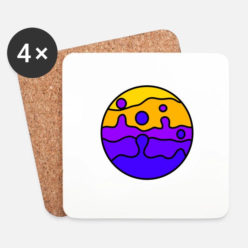 Buntes Geblubber - Untersetzer (4er-Set) - Weiß