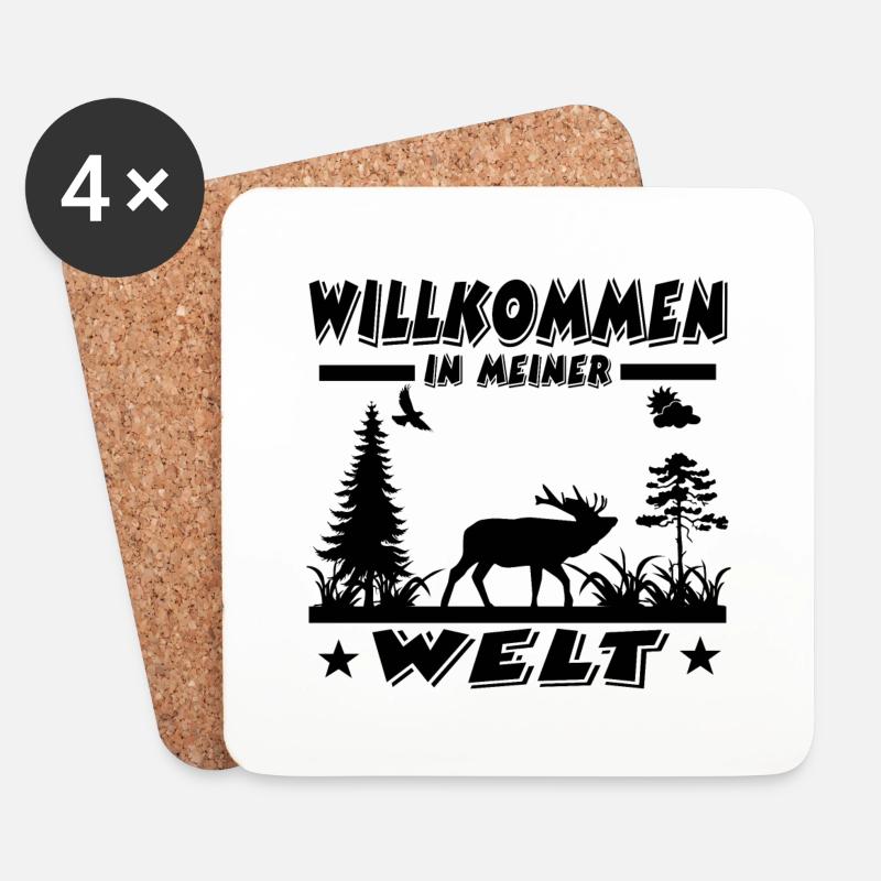 Hirsch - Untersetzer (4er-Set) - Weiß