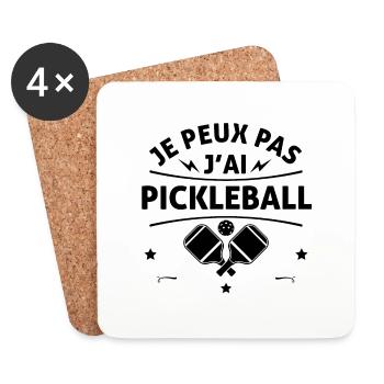je peux pas j'ai pickleball - Dessous de verre (lot de 4) - blanc - Devant
