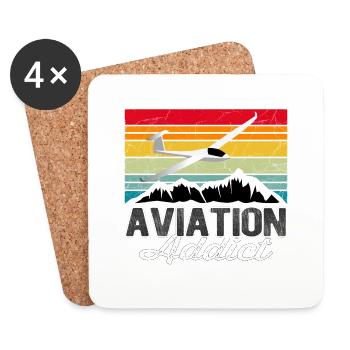 Aviation Addict Sunset - Vintage Geschenk Pilot - Untersetzer (4er-Set) - Weiß - Vorne