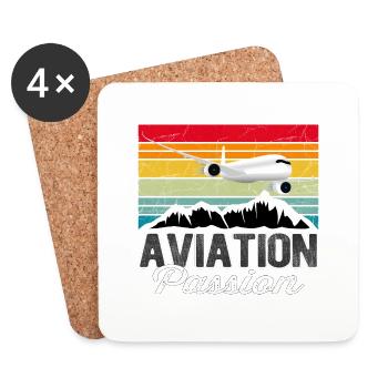 Aviation Passion Sunset - Vintage Geschenk Pilot - Untersetzer (4er-Set) - Weiß - Vorne