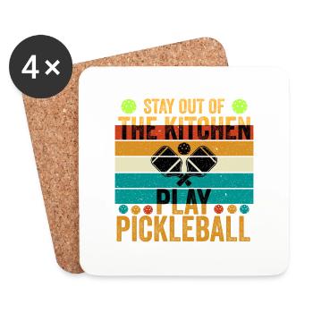 Stay Out Of The Kitchen Play Pickleball funny Gift - Coasters (set of 4) - white - Front