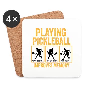 jouer au pickleball améliore la mémoire - Dessous de verre (lot de 4) - blanc - Devant