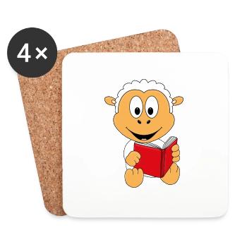 SCHAF - BUCH - LESEN - GESCHICHTE - VORLESEN - Untersetzer (4er-Set) - Weiß - Vorne
