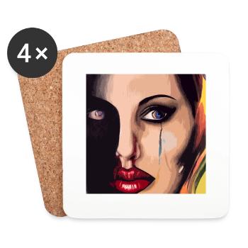 Portrait of a woman, digital painting - Coasters (set of 4) - white - Front