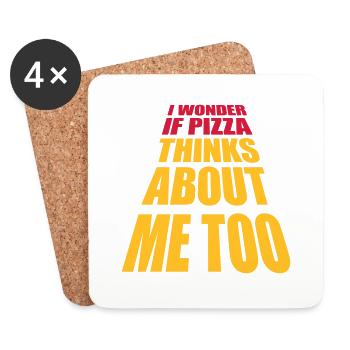 pizza thinks about me - Untersetzer (4er-Set) - Weiß - Vorne