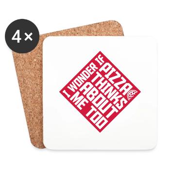 La pizza pense à moi - Dessous de verre (lot de 4) - blanc - Devant