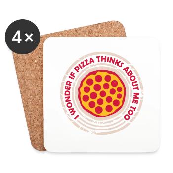 pizza thinks about me - Untersetzer (4er-Set) - Weiß - Vorne