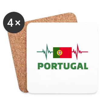 Portugal Fußball 2022 Herzschlag Portugal - Untersetzer (4er-Set) - Weiß - Vorne