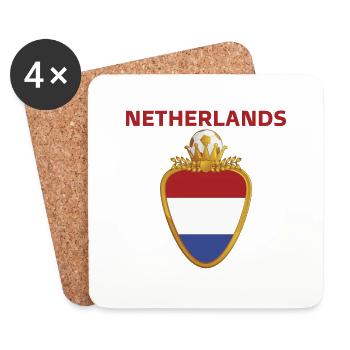 Pays-Bas Football 2022 supporter Netherlands foot - Dessous de verre (lot de 4) - blanc - Devant