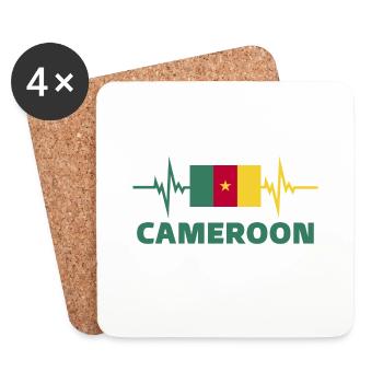 Cameroon Football 2022 heartbeat Cameroon - Coasters (set of 4) - white - Front