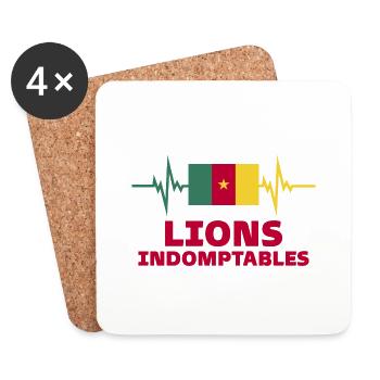 Cameroun Football 2022 battement de cœur Cameroun - Dessous de verre (lot de 4) - blanc - Devant