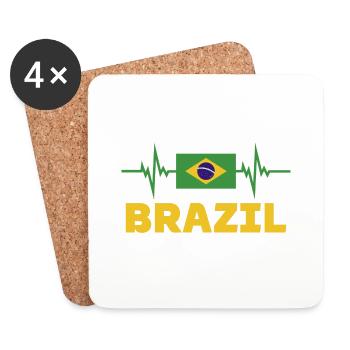 Brasilien Fußball 2022 Herzschlag Brasilien Fußball - Untersetzer (4er-Set) - Weiß - Vorne