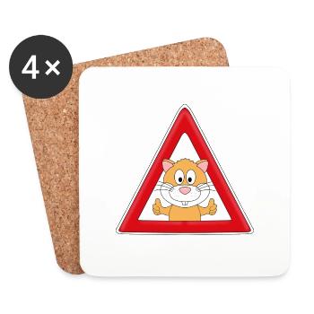 ACHTUNG HAMSTER - TIER - TIERISCH - Untersetzer (4er-Set) - Weiß - Vorne