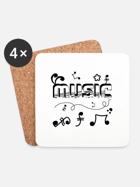 Musik Wort Text Kunst - Graffiti und Doodle Stil - Untersetzer (4er-Set) - Weiß