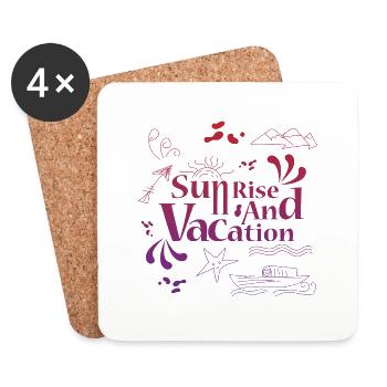 Lever du soleil et vacances doodle art - Dessous de verre (lot de 4) - blanc - Devant