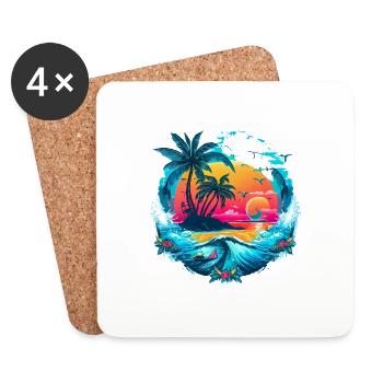 Vacances sous les tropiques - Dessous de verre (lot de 4) - blanc - Devant