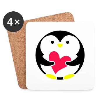 Pinguin - Untersetzer (4er-Set) - Weiß - Vorne