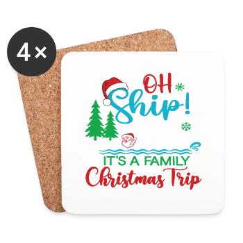 Oh navire! C’est un voyage de Noël en famille - Dessous de verre (lot de 4) - blanc - Devant