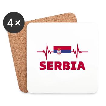 Serbie Football Heartbeat Serbie Football - Dessous de verre (lot de 4) - blanc - Devant