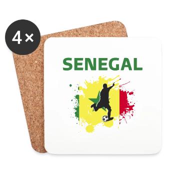Senegal Fußball 2022 Senegalesischer Fußballfan - Untersetzer (4er-Set) - Weiß - Vorne