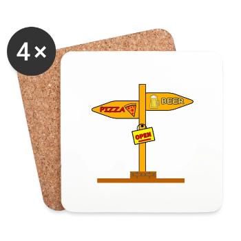 Pizza - Dessous de verre (lot de 4) - blanc - Devant