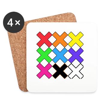Bunte X Muster auf Schwarz Farben X - Untersetzer (4er-Set) - Weiß - Vorne
