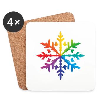 Flocon de neige Neige Hiver Noël coloré 3 - Dessous de verre (lot de 4) - blanc - Devant