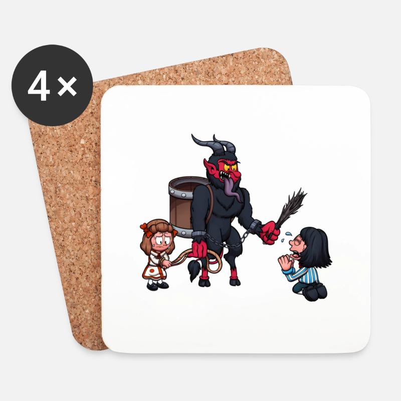 Krampus bestraft Kinder - Untersetzer (4er-Set) - Weiß