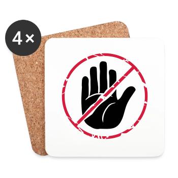 Stop character hand crossed out - Coasters (set of 4) - white - Front