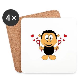 SCHWARZES SCHAF - SEIFENBLASEN - LIEBE - LOVE - Untersetzer (4er-Set) - Weiß - Vorne